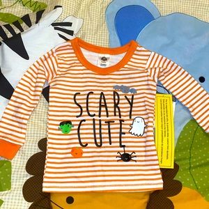 Long sleeve shirt size 12m, orange/white stripes, Halloween, Gerber brand